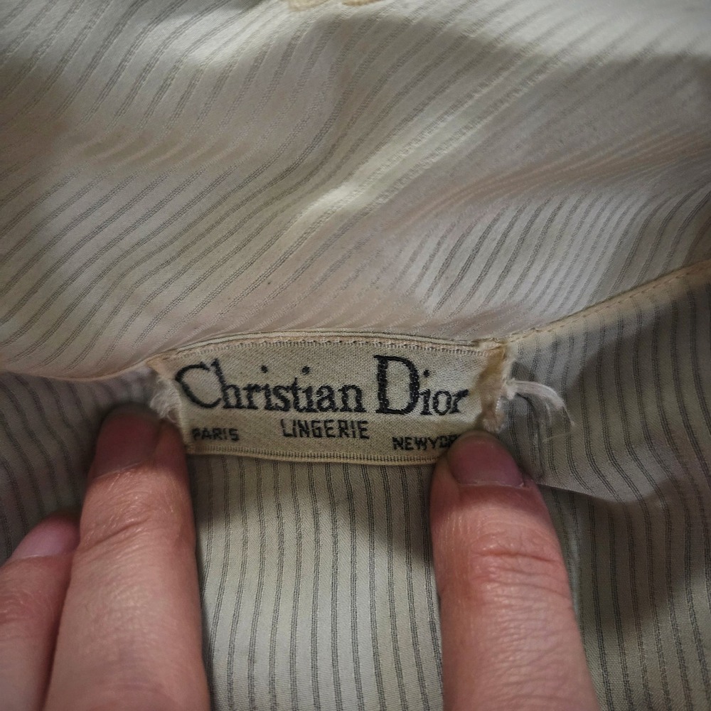 Vintage 60s Christian Dior Cream Lingerie Vintage Style Lace Blouse Trim - Picture 7 of 8